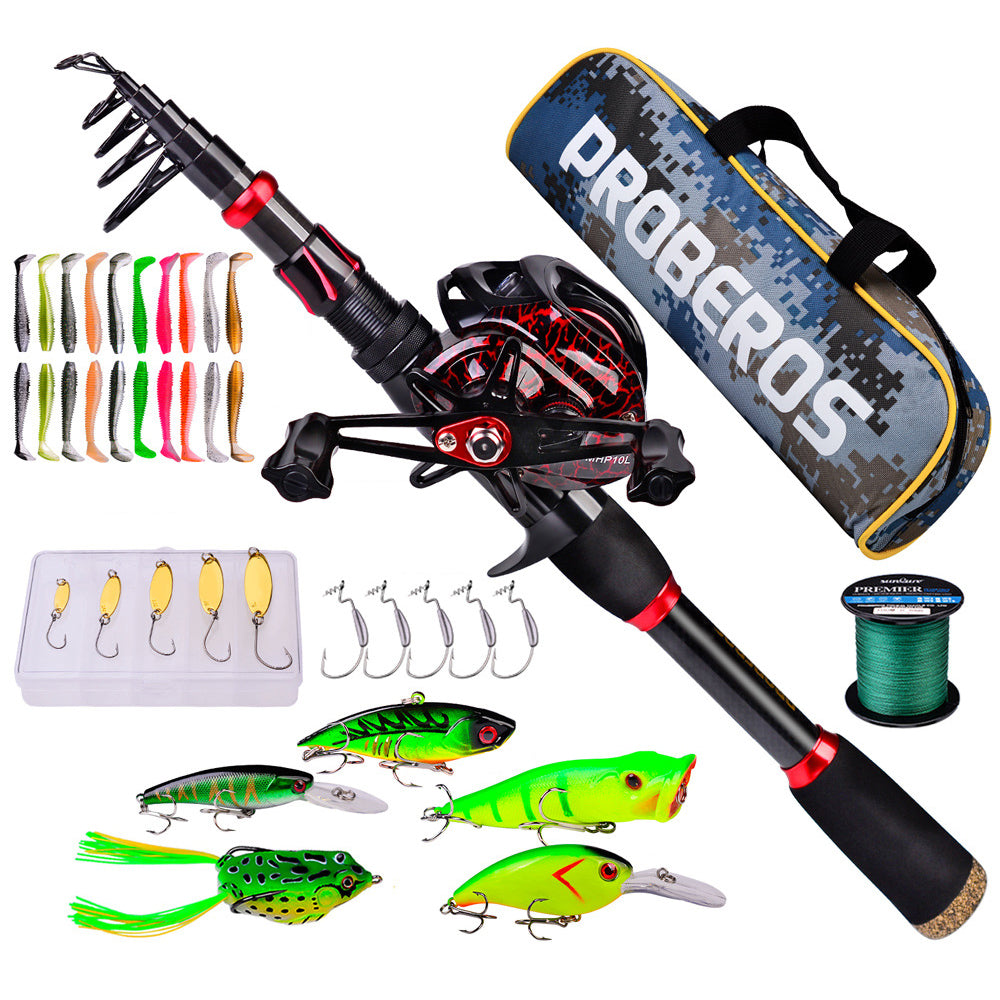PROBEROS HWCSET100 2.1m Carbon Fishing Rod Pole Reel Combo with Line Lure Hook PROBEROS HWCSET100 2.1m Carbon Fishing Rod Pole Reel Combo with Line Lure Hook